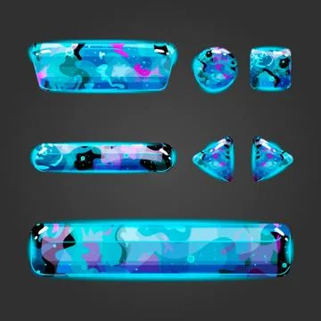 Set of space vector button for game design Stock Illustration