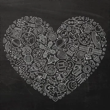 Set of Spacel cartoon doodle objects Illustrazione stock