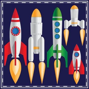 Set of spaceships. Stock Illustration