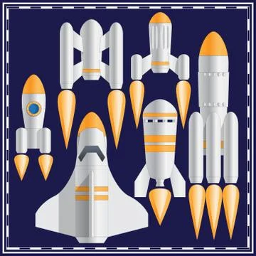Set of spaceships. Stock Illustration