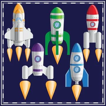 Set of spaceships. Stock Illustration