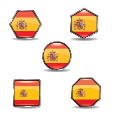 Set Of Spain Flag Button Stock-Illustration