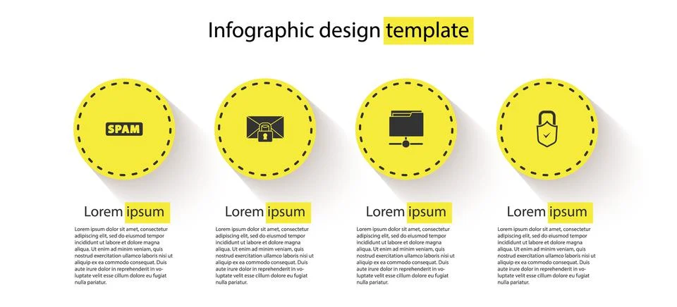 Set Spam, Mail message lock password, FTP folder and Lock and check mark Illustrazione stock