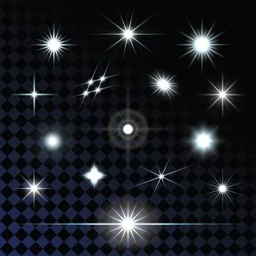 Set of sparkle lights with transparency effects. Eps 10 vector illustration. Ilustración de archivo