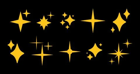 Set of sparkle star icon. Star, shining sparkle templates. Blink gold twinkle Ilustración de archivo