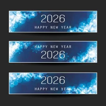 Set of Sparkling Shimmering Ice Cold Dark Blue Horizontal Christmas, Happy .. Stock Illustration