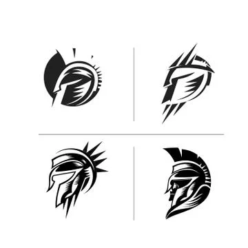 A set of spartan helmats vector illustration design. Stock Illustration