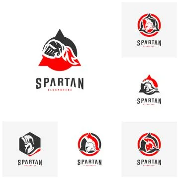 Set of Spartan Logo design vector illustration . Spartan Helmet Logo template Stock Illustration