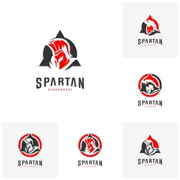Set of Spartan Logo design vector illustration . Spartan Helmet Logo template Stock Illustration