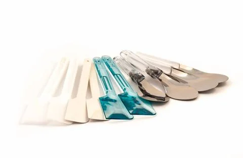 Set of spatula kitchen ware tool Set of plastic and metal spatula kitchen ... Stock Photos