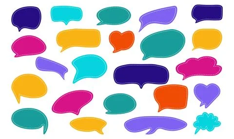Set of speak bubble. Chatting box, message box design. Balloon doodle style.. Stock Illustration