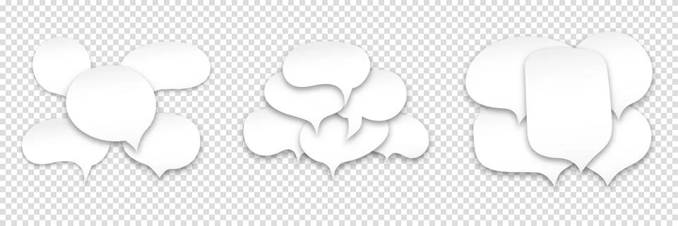 Set of speak bubble text, chatting box, message box outline cartoon. Balloo.. Stock Illustration