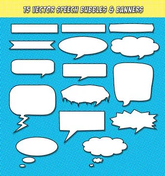 Set of speak bubble text, chatting box, message box outline cartoon vector .. 스톡 일러스트