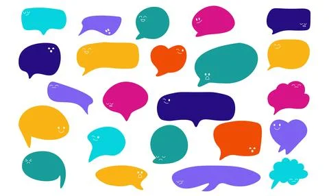 Set of speak bubble text with emotional. Chatting box, message box design. .. Illustrazione stock