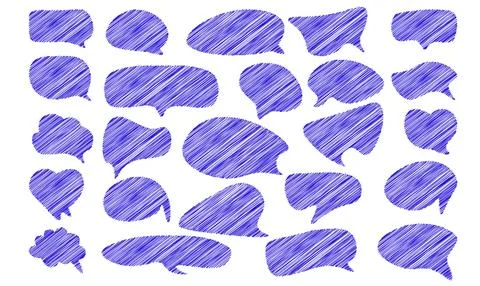 Set of speak bubble text. Scribble frames. Chatting box, message box design.. Stock Illustration