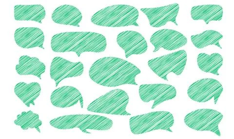 Set of speak bubble text. Scribble frames. Chatting box, message box design.. Stock Illustration