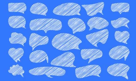Set of speak bubble text. Scribble frames. Chatting box, message box design.. Stock Illustration