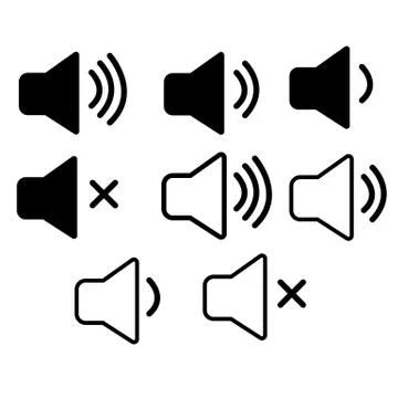 Set speaker icon on white background. speaker sign. sound symbol. Stock Illustration
