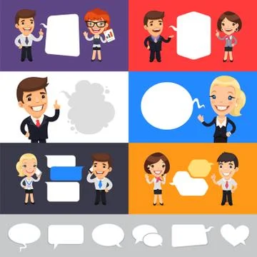 Set of a Speaking Businessmen Stock Illustration