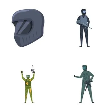Set of special forces characters in action poses Stock Illustration