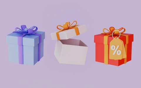 Set of special gift boxes, Gift box for special event concept 3d illustration Stock Illustration