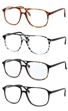 Set spectacles isolated on white background, in various colors Stock Photos