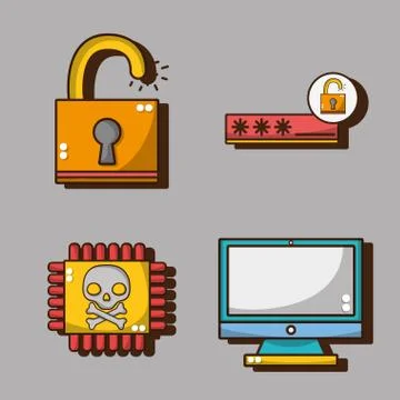 Set spectre and meltdown technology virus Illustrazione stock