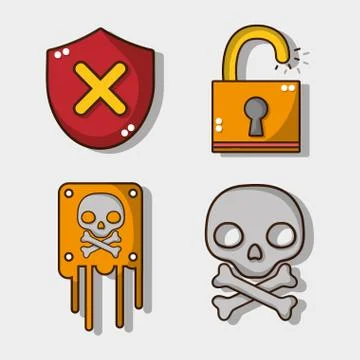 Set spectre and meltdown technology virus イラスト素材