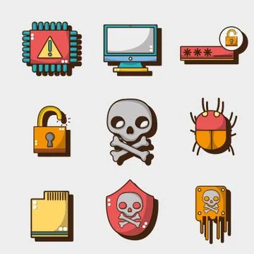 Set spectre and meltdown technology virus 스톡 일러스트