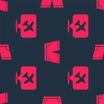 Set Speech bubble with airplane and Swimming trunks on seamless pattern. Vector Illustrazione stock