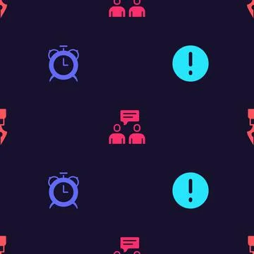 Set Speech bubble and Exclamation, Alarm clock, Two sitting men talking and Illustrazione stock