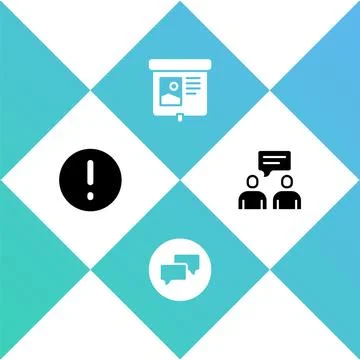 Set Speech bubble and Exclamation, chat, Projection screen and Two sitting men イラスト素材