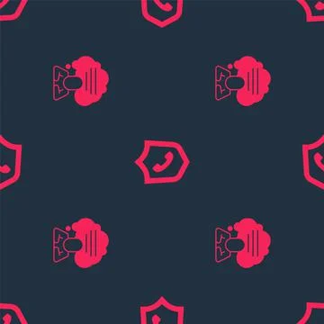 Set Speech bubble chat and Telephone 24 hours support on seamless pattern Stock Illustration