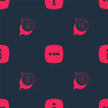 Set Speech bubble chat and Information on seamless pattern. Vector Stock Illustration
