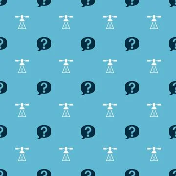 Set Speech bubble chat and Satellite on seamless pattern. Vector Stock Illustration