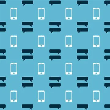 Set Speech bubble chat and Mobile phone on seamless pattern. Vector 库存插图