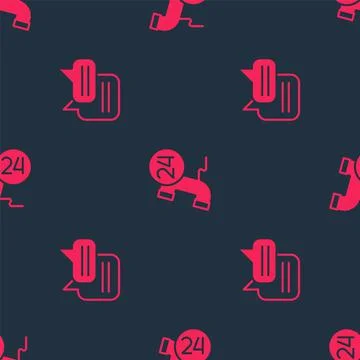 Set Speech bubble chat and Telephone 24 hours support on seamless pattern Stockillustratie