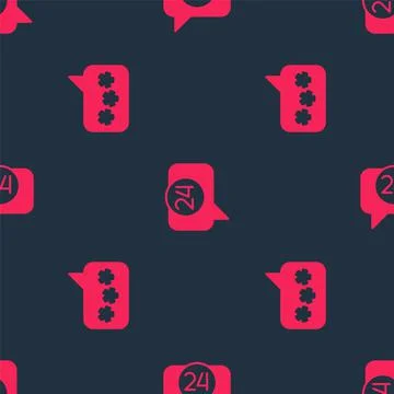 Set Speech bubble chat and Telephone 24 hours support on seamless pattern Stock Illustration