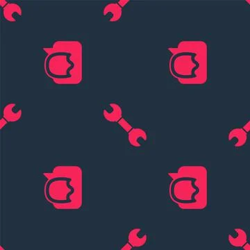 Set Speech bubble chat and Wrench spanner on seamless pattern. Vector イラスト素材