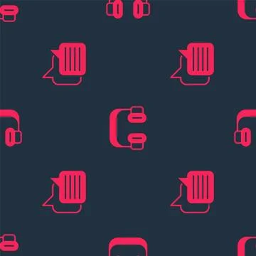 Set Speech bubble chat and Headphones on seamless pattern. Vector Stock Illustration