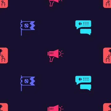 Set Speech bubble chat baseball, Flag with, Megaphone and Championship Stock Illustration