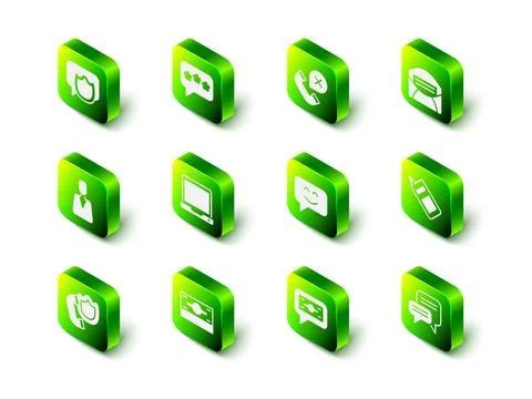 Set Speech bubble chat, Declined or missed phone call, Mail and e-mail, Mob.. 스톡 일러스트