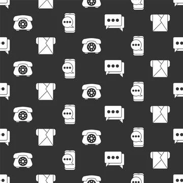 Set Speech bubble chat, Envelope, Telephone and Chat messages notification on Stock Illustration