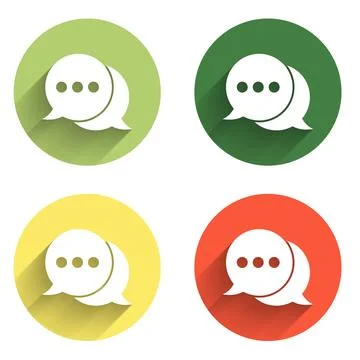 Set Speech bubble chat icon isolated with long shadow background. Message i.. Stock Illustration