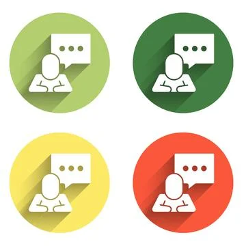 Set Speech bubble chat icon isolated with long shadow background. Message i.. Stock Illustration