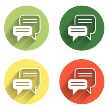 Set Speech bubble chat icon isolated with long shadow background. Message i.. Stock Illustration