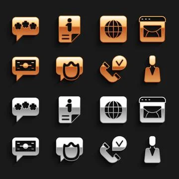 Set Speech bubble chat, Mail and e-mail, Employee, Telephone handset, Stack.. 库存插图