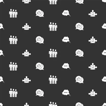 Set Speech bubble chat, Project team base, Users group and Hand like on seamless Stock Illustration