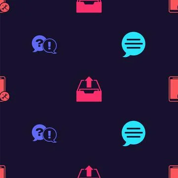 Set Speech bubble chat, Question and Exclamation, Upload inbox and Mobile Stock Illustration