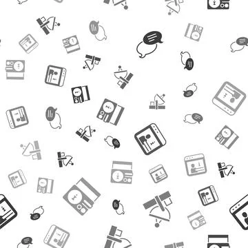 Set Speech bubble chat, Radar, Information and News radio channel on seamle.. Illustrazione stock